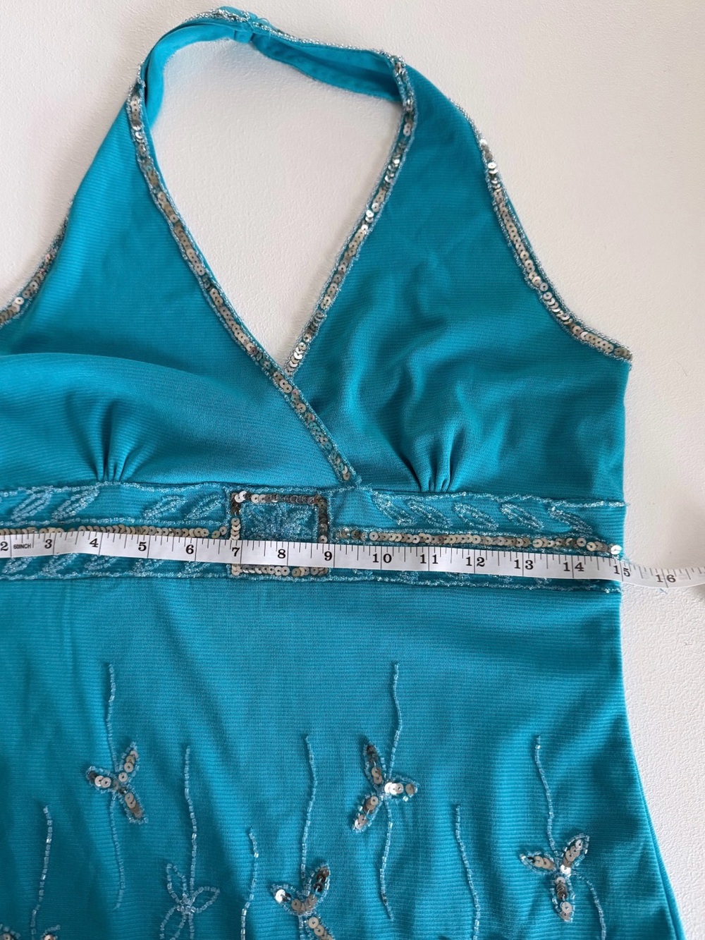 Lipstick Vintage Turquoise Sequin Halter Top - Picture 3 of 8